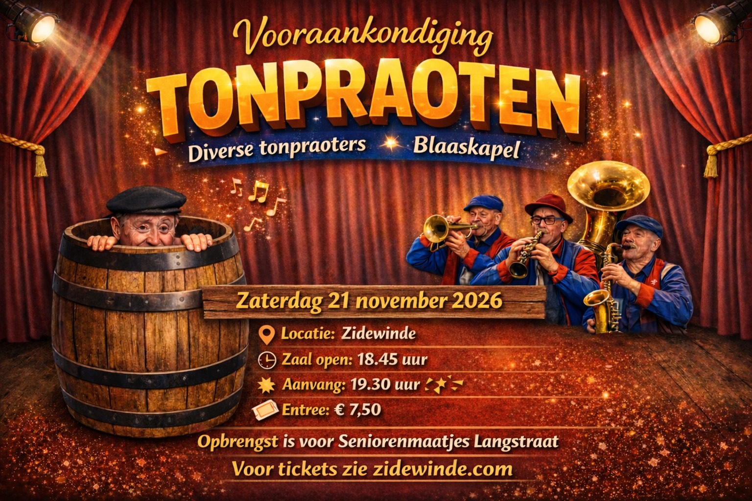 Officiële flyer van Tonpraotavond bij Zidewinde